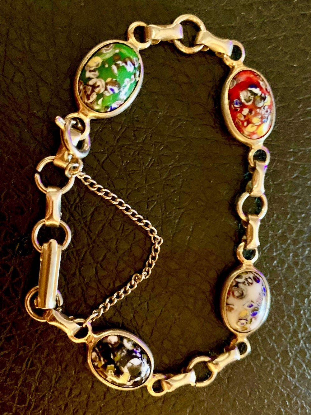 Multicolor Glass Enamel Link Bracelet - Women Jewelry